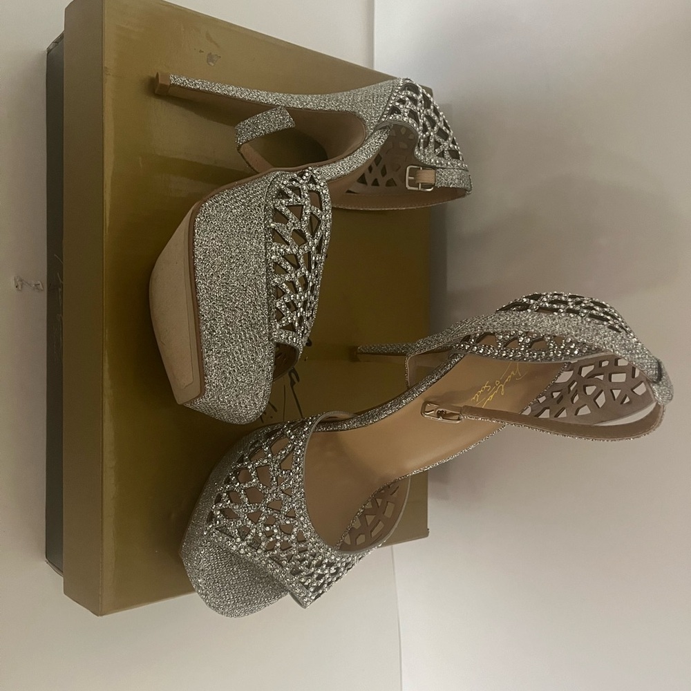 Thalia Sodi Felisaf silver heels